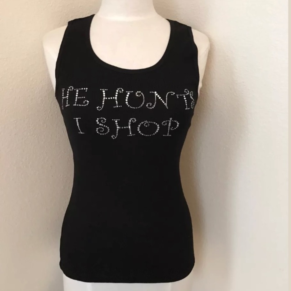 Black Crystal Bling Tank Top - He Hunts I Shop